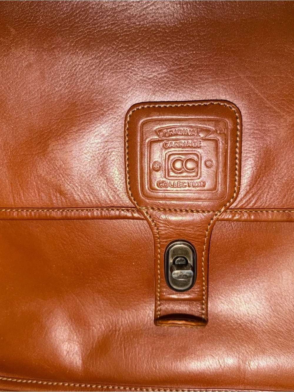 Vintage Brown Leather Briefcase - Classic Men Bags Original Carriage Collection